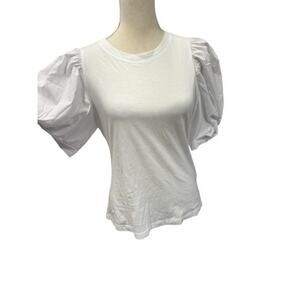 NWT!! "DKNY" White Dress Shirt Puff Sleeves Cottage Core Size S Angelcore Purity